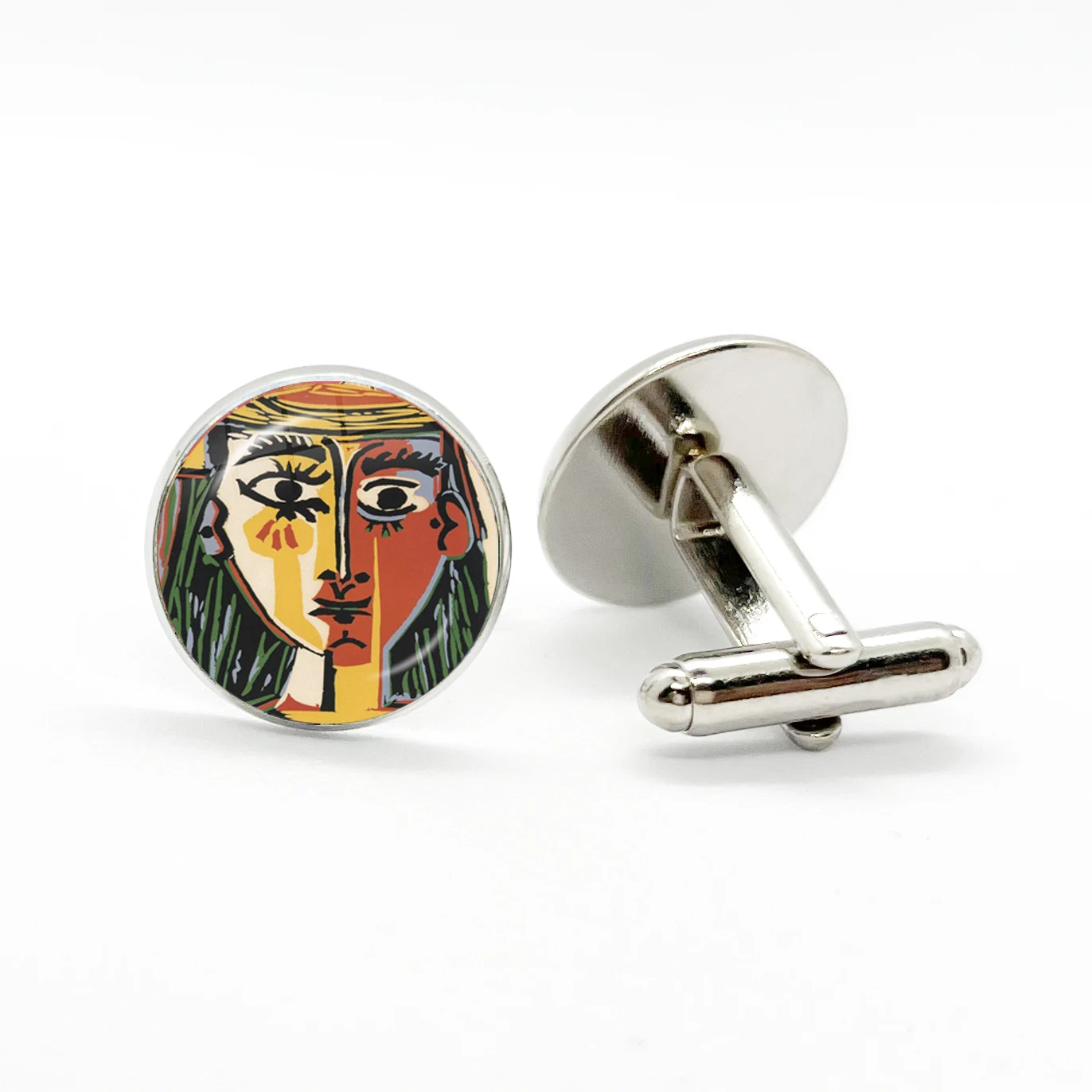 1 Pair Cufflinks Pablo Picasso Abstract Art Painting Pattern Simple Men\'s Jewelry Suit Accessories Artist Father\'s Day Gift