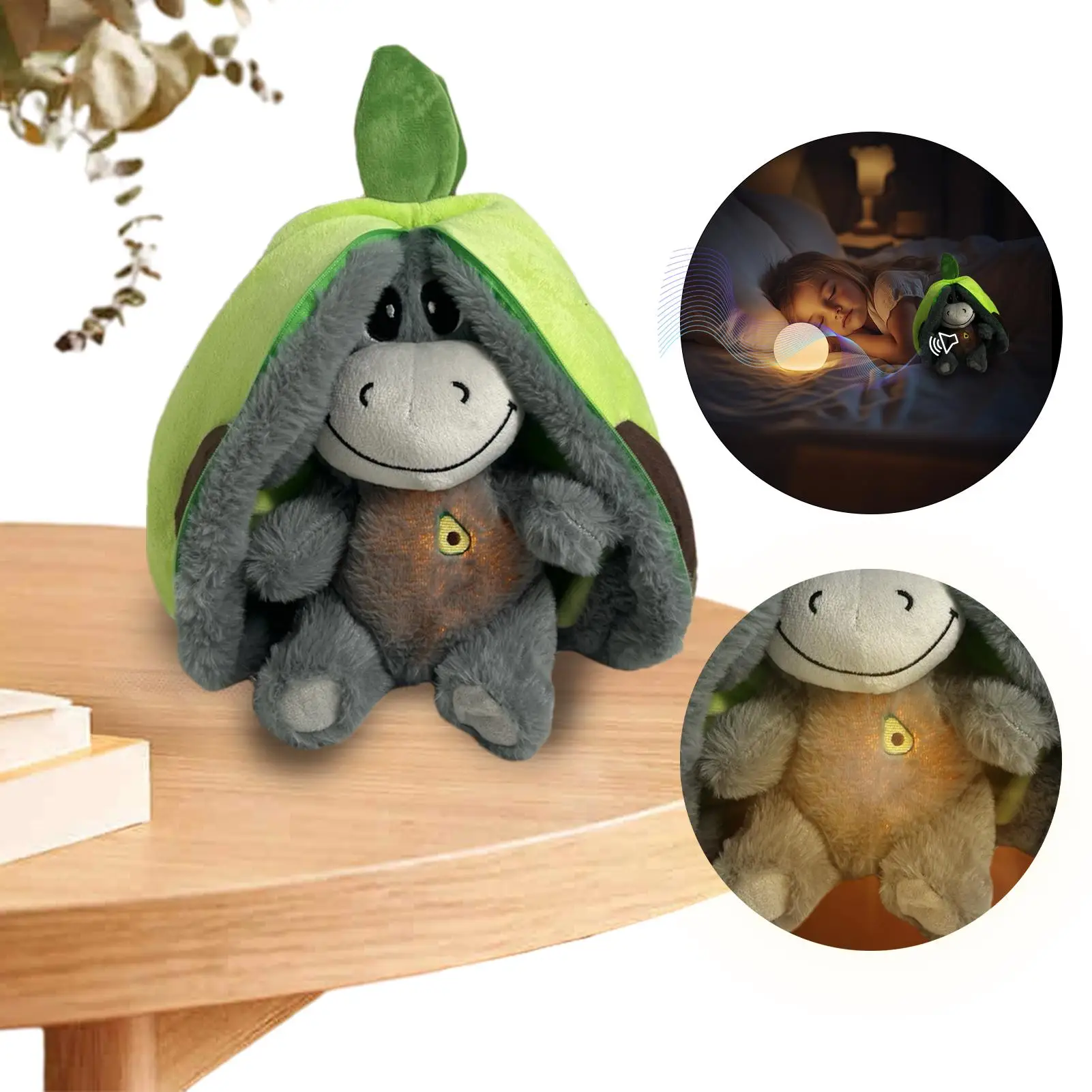 

Креативная плюшевая игрушка-ослик в форме клубники, трансформирующаяся в фруктового ослика-авокадо, дышащая, спящая кукла, 30 см, подарок на день рождения