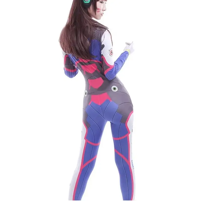 2026 Halloween costumes 3D Printing Overwatches Lady D VA  Costume for women Cosplay dva Zentai Spandex Dva Bodysuit wig cosplay