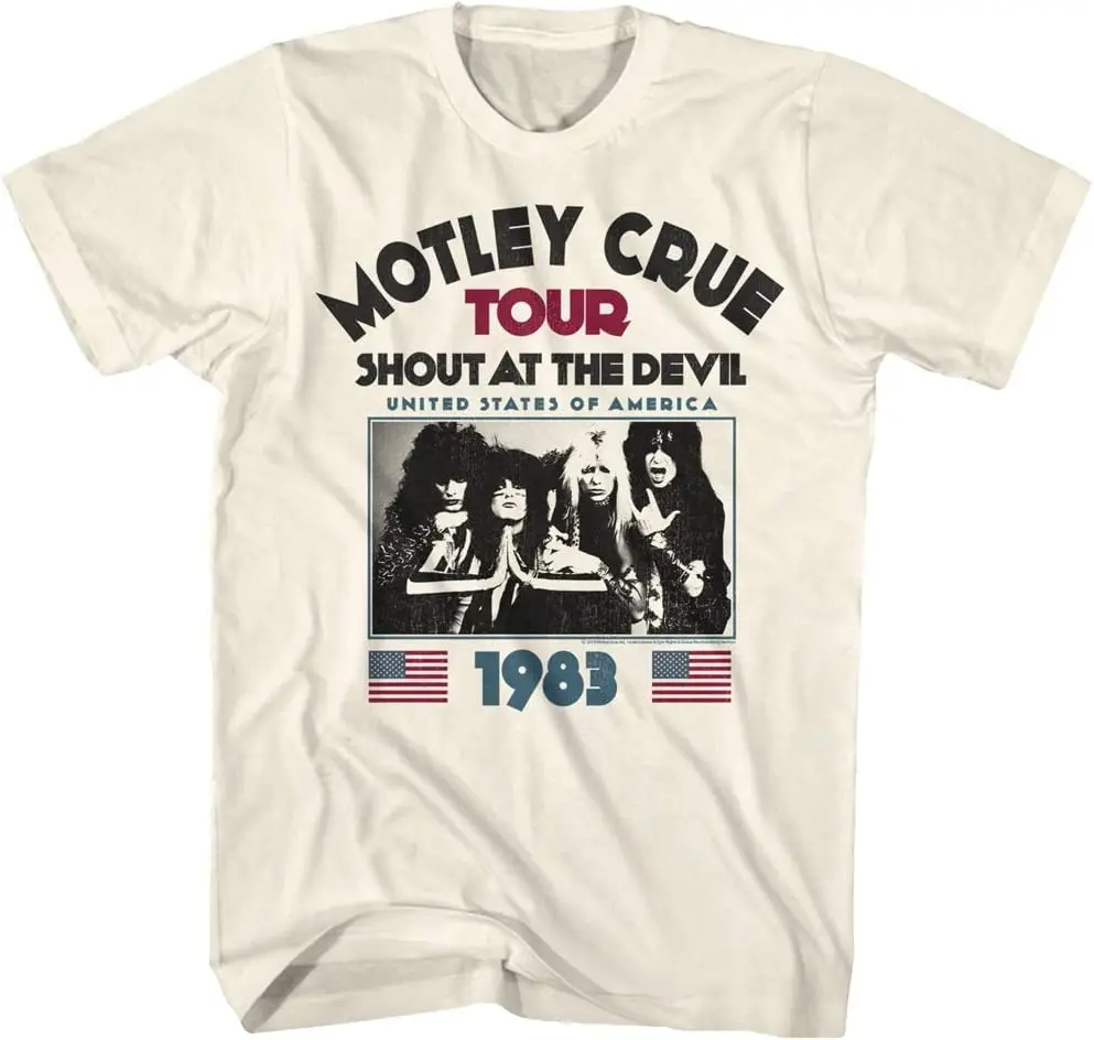 American Classics Motley Crue 80s Hair Band 1983 Shout At The Devil Tour Adult Short Sleeve T-Shirt Graphic Tee