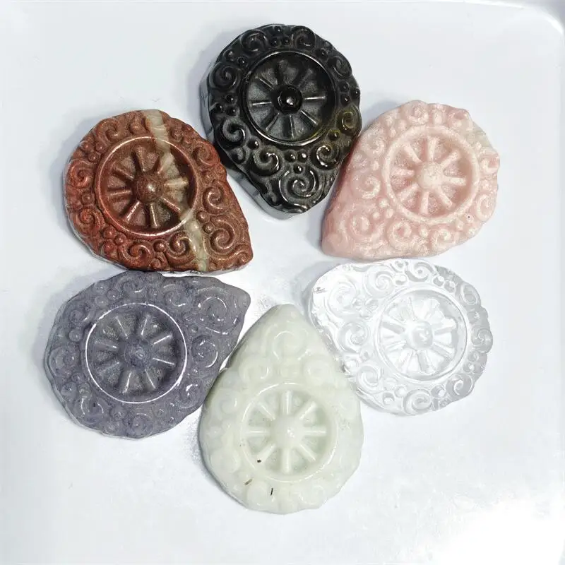 Natural Crystal Quartz Compass Carving Reiki Faith Handicraft Ornaments Healing Home Decoration Gift 1pcs