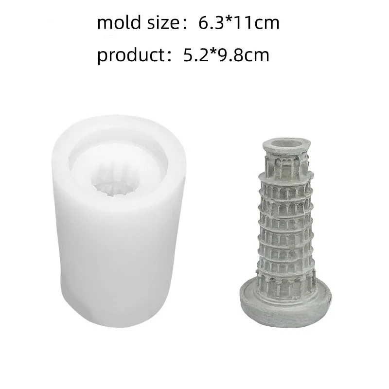 Leaning Tower of Pisa Silicone Mould Vintage Colosseum Concrete Crafts Mold Gypsum Cement Candle Travel Crafts Clay Mold