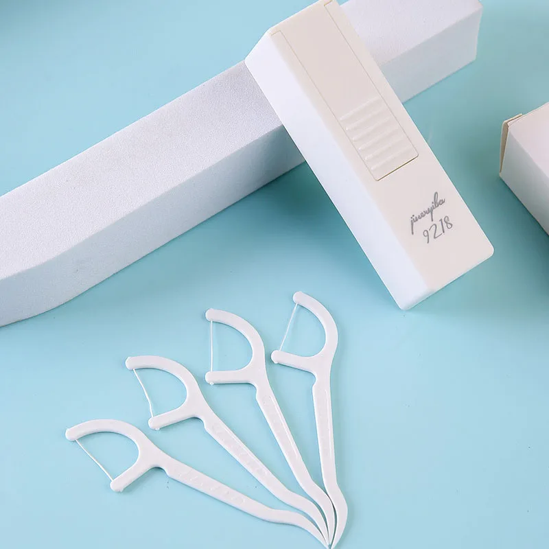 

Desktop Mini Dental Floss Box Contains 9 Dental Floss Ultra Fine Portable Floss Pick Automatic Dental Floss Repeat Filling Use
