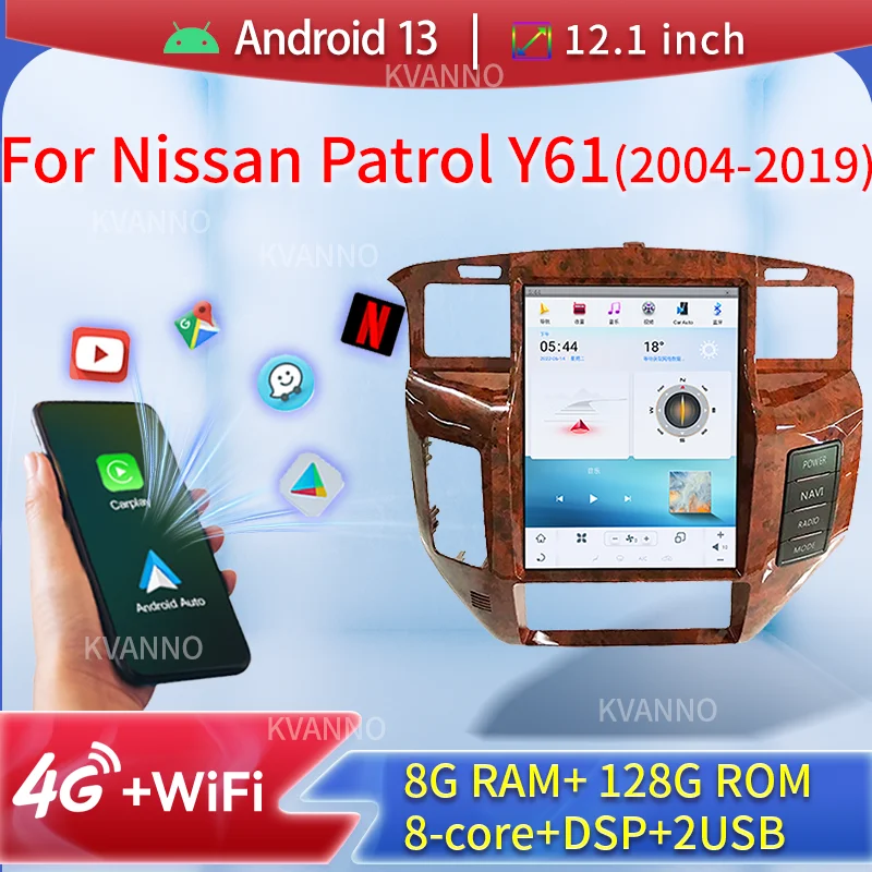 2Din Car Radio For Nissan Patrol Y61 2004-2019 Multimedia Player Wireless Carplay Android13 Auto Screen GPS BT Stereo Head Unit