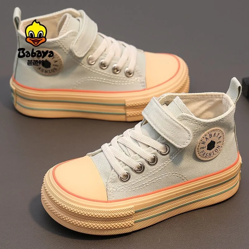 babaya 2024 Spring New High Top Children\'s Canvas Shoes for girl breathable Boys Shoes kids Board Shoes Autumn fashion sneakers