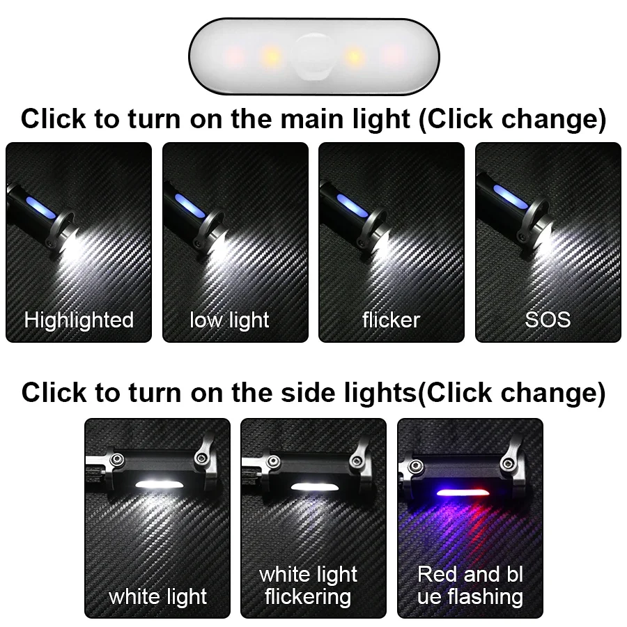 Portable Rechargeable LED COB Keychain Handheld Flashlights With Hook Hanging Emergency  Work Lamp For Camping Walking Hiking