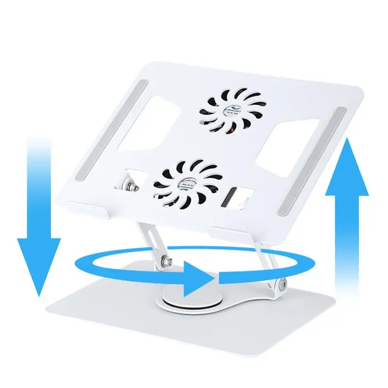 Laptop Stand 360 Rotatable Aluminum Alloy Tablet Cooling Stand with Folding Fan Radiator Support Lift Anti-skid for11-17 Inch