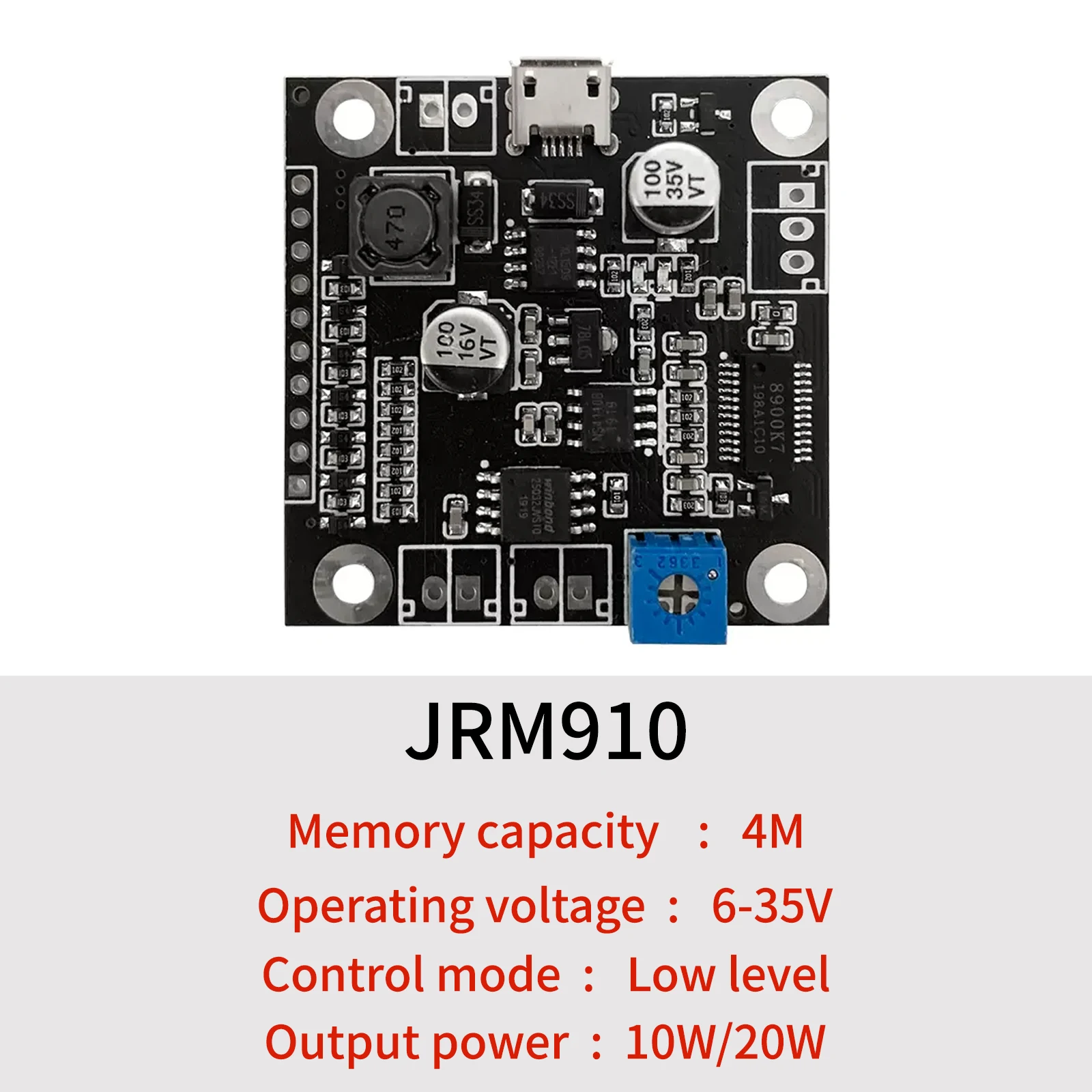 JRM910 6-35V10W Amplifier Multi-player Modes MP3 audio decoding module for Workshop Reminder and train station etc.