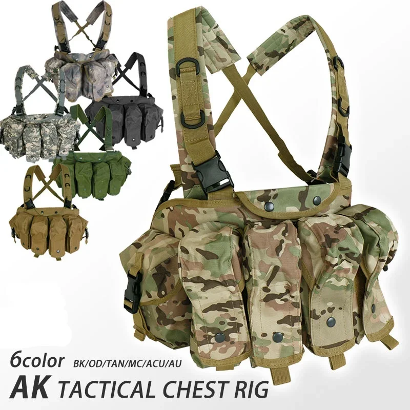 AK Chest Rig AK 47 Molle Magazine Carrier Pouch Outdoor Sports Accessories Training Hunting Vest