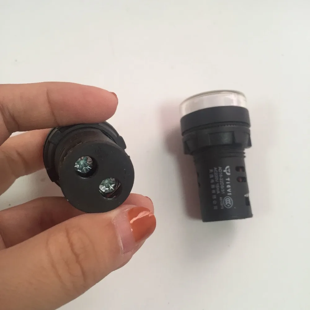 2pcs AC220V 18mA 플라스틱 쉘 산업용 흰색 LED 표시 등 AD16-22D/S