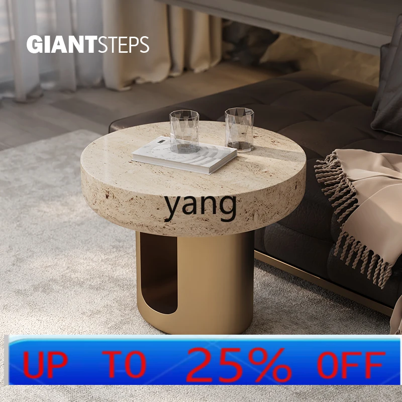 

LMM natural marble edge table living room light luxury stainless steel sofa coffee table household