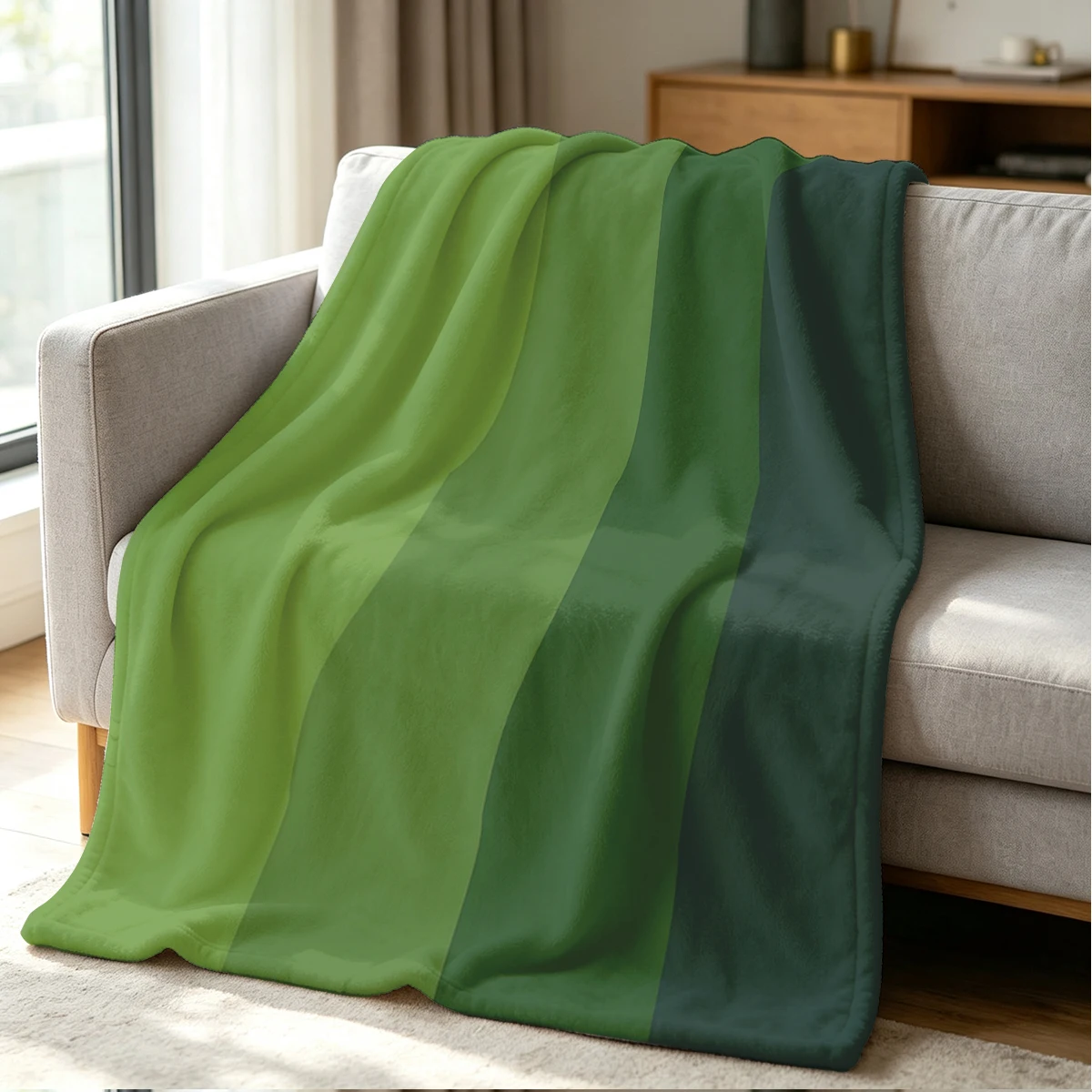 Green Gradient Blanket Soft Cozy Throw for Sofa Bed Festive Holiday Decor Gift for Kids and Adults,Lightweight and Warm
