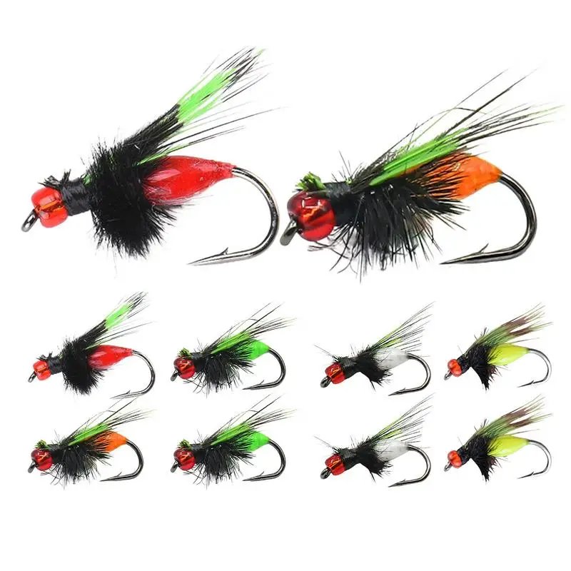 Fly Fishing Lures 10pcs 3D Fishing Lures For Trout Dry Topwater Fishing Lures Animated Saltwater Fishing Fly Kit For Bass Trout