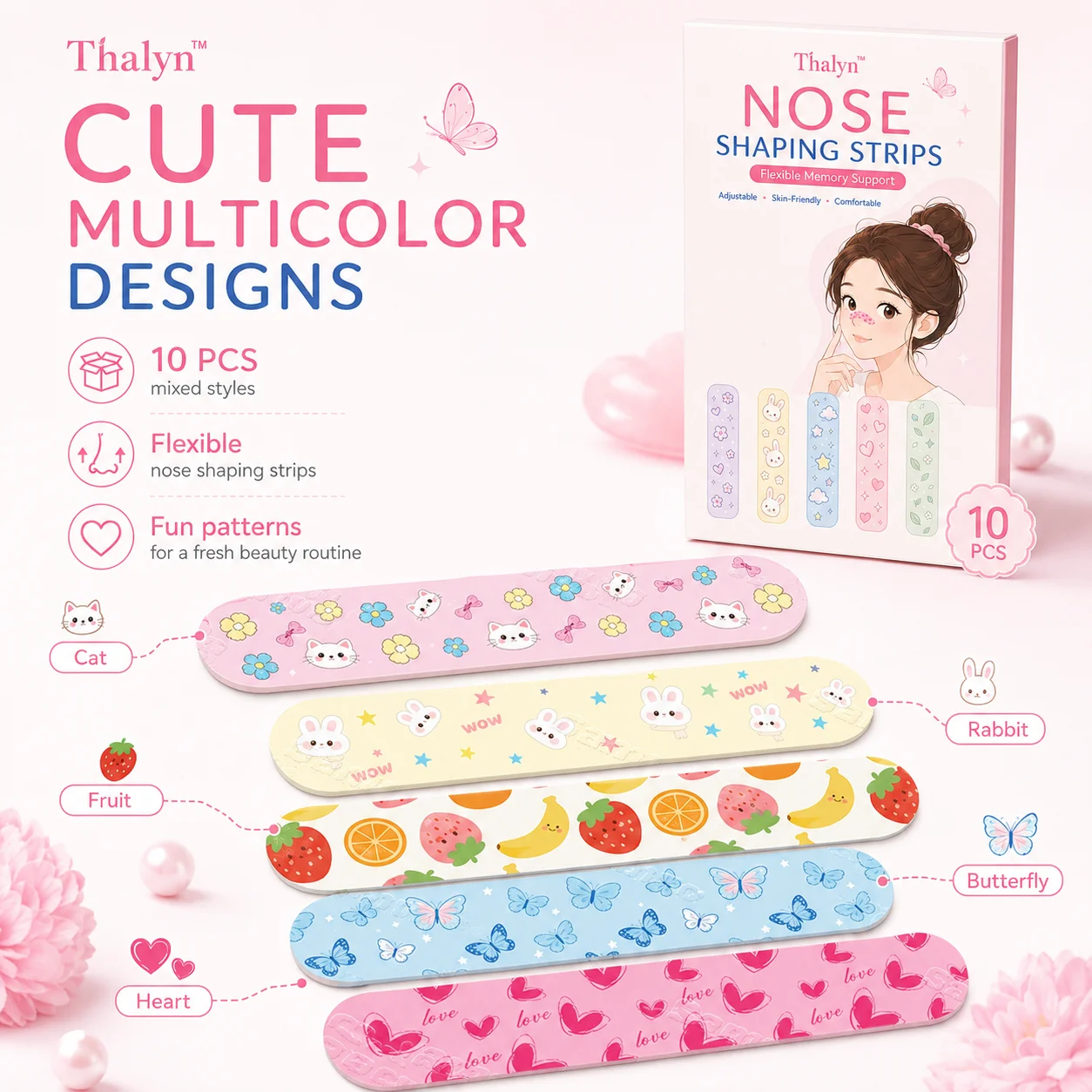 10PCS Memory Nose Strip Nose Bridge Shaping Sticker Adjustable Nose Lift Tape Invisible Beauty Tool