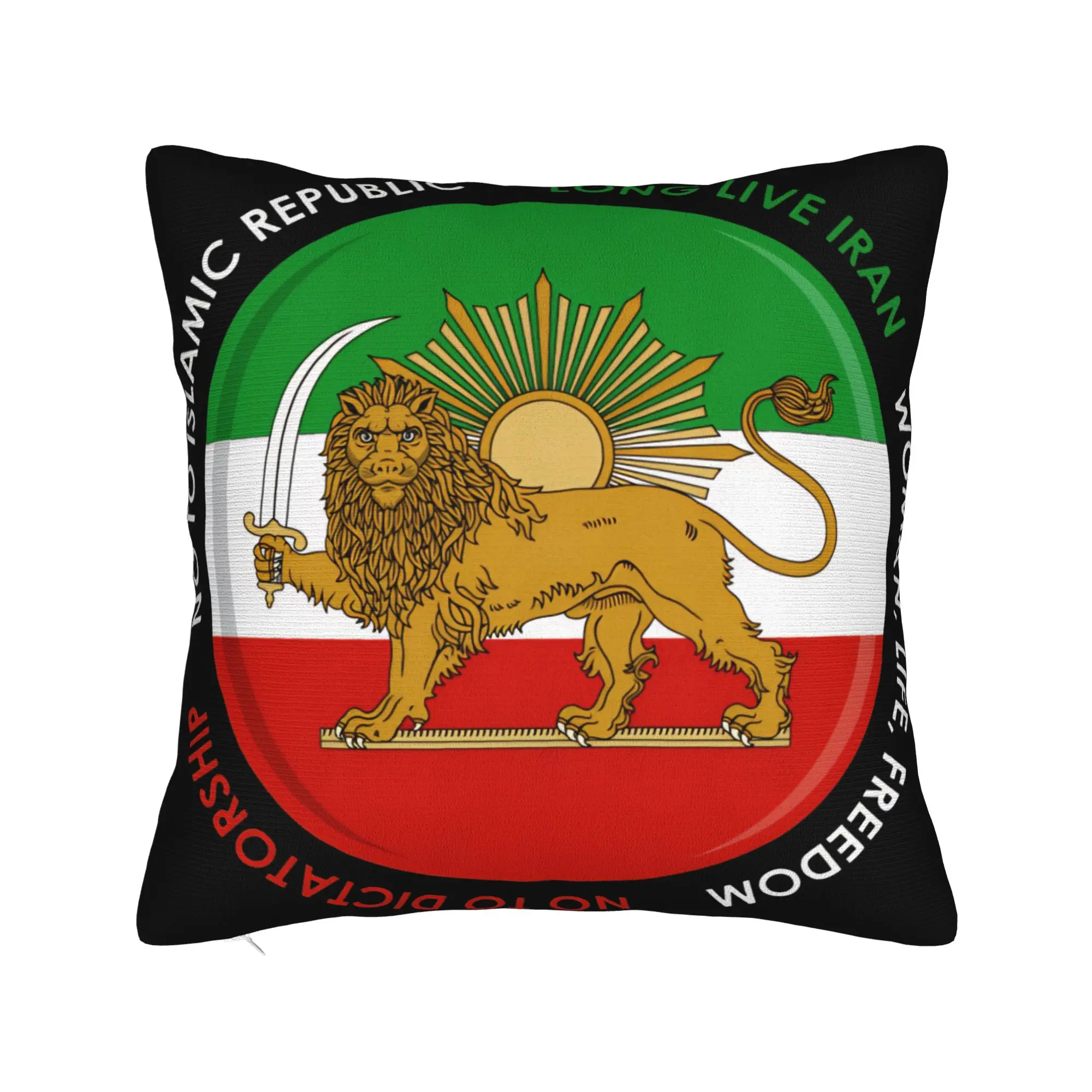 Lion and Sun Emblem of Persia Iranian Flag Pillow Case  Custom Pillow Cover For Chair Sofa Home Decor Vintage Pillowcases
