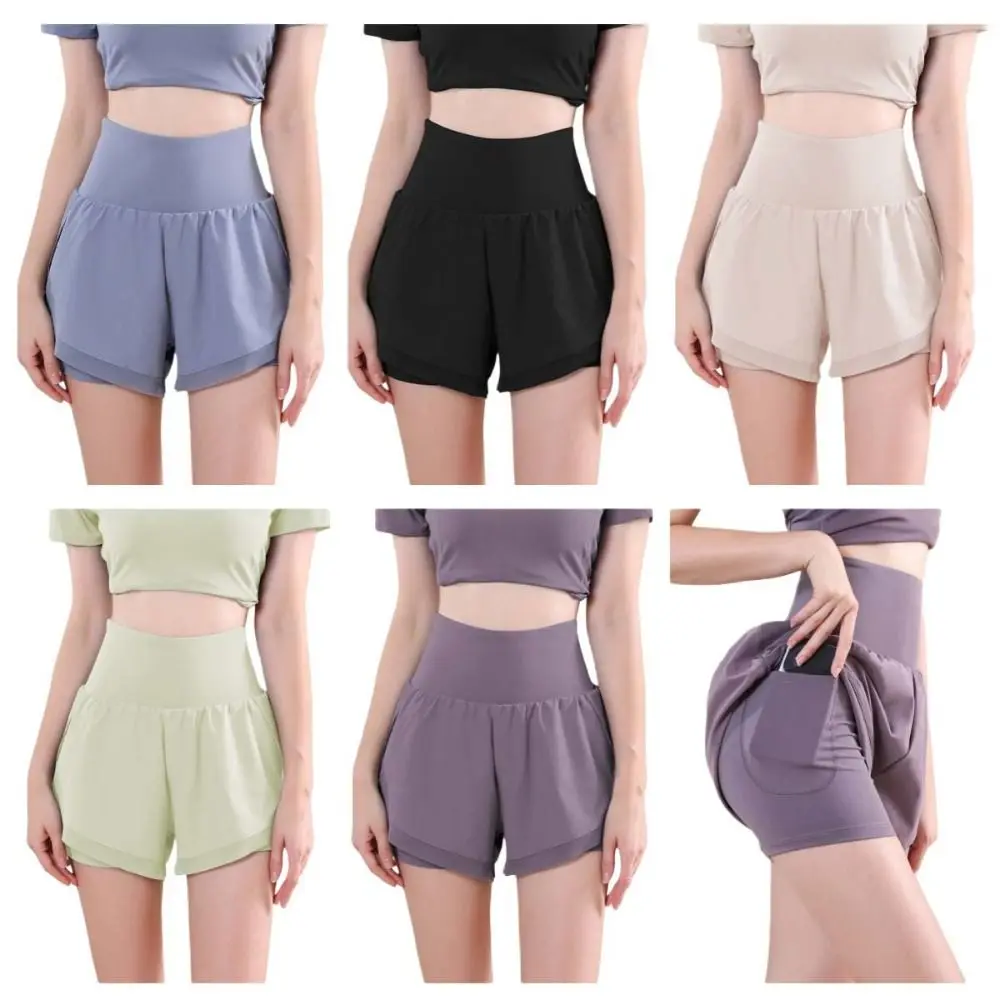 

Thin Fast Dry Pants Women Yoga Shorts Lift Butt Seamless Yoga Running Hot Pants Solid Color High Waist Women's Sportswear Sport