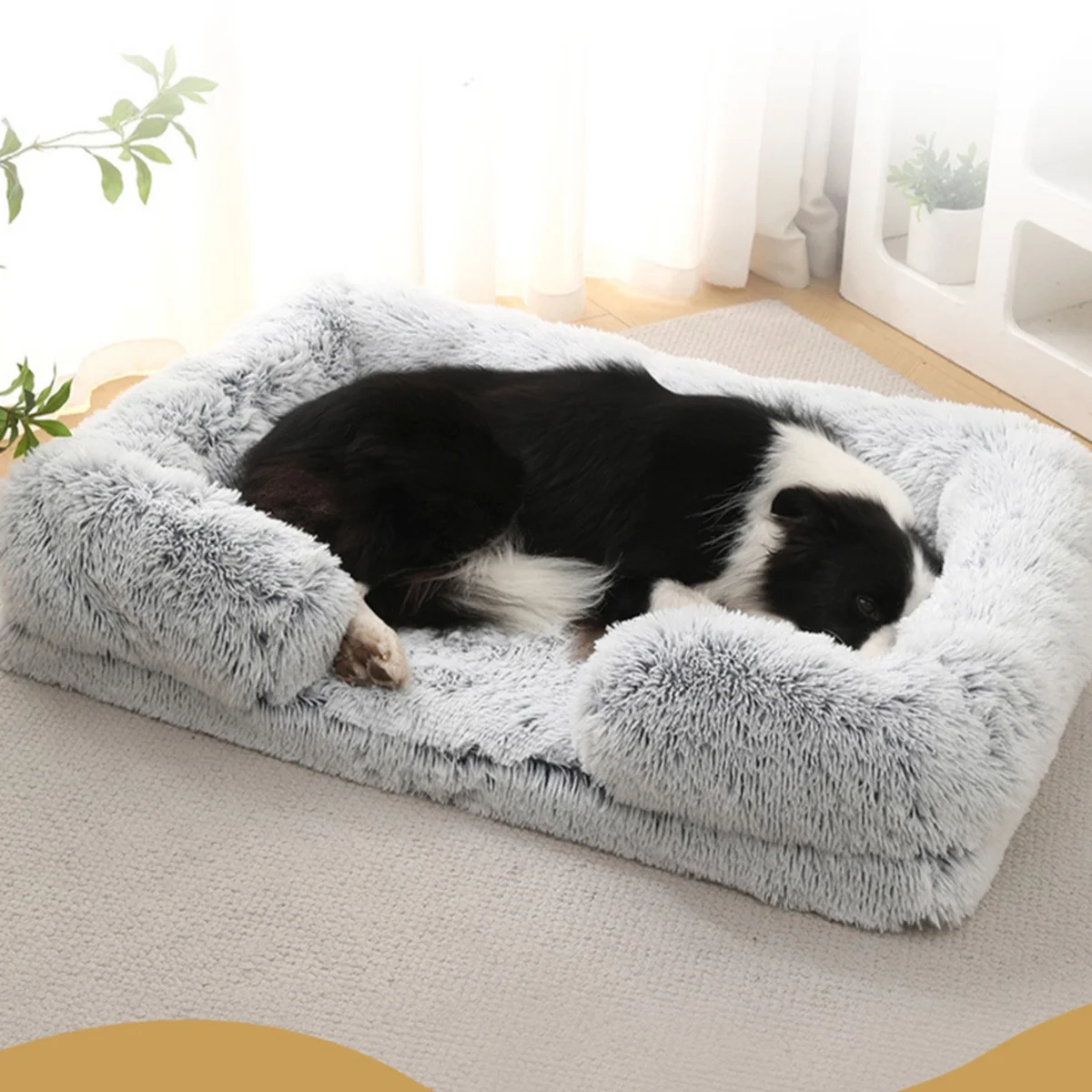 Square Dog Bed Plush Pet Bed Winter Thickened Pad House for Dogs Bed Cat Sofa for Flyffy Dogs Sleeping Bed Sofa Removable Mat