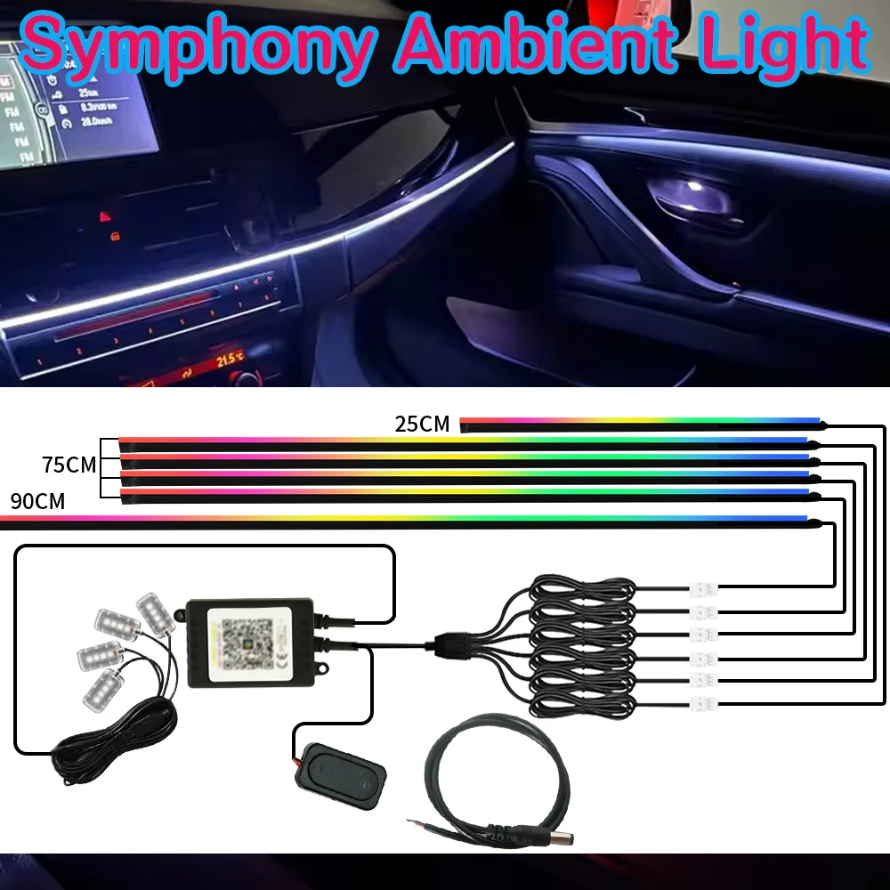 Led Ambient Interior Car Lights App Control - 64 Warna RGB Symphony 10 in