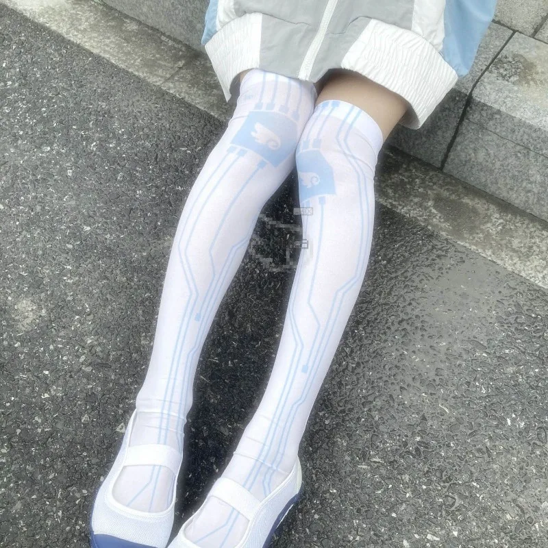 Subcultural New Fashion Popular Office Lady Long Stocking Japan Y2k Aesthetic Punk Streetwear Print Socks Punk Girl Stock