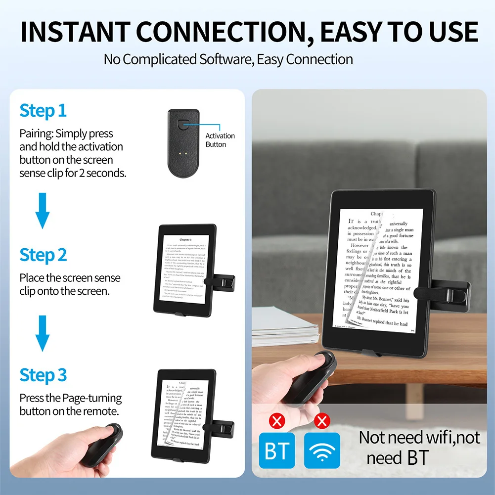 RF Remote Control Page Turner Camera Video Recording Remote Triggers for Kindle Paperwhite Oasis Kobo Clicker Page Turner