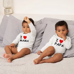 0-24m Baby Bodysuit for Newborns Boy and Girls Clothes Long Sleeves I Love MAMA PAPA Twins Baby Clothes Kids Jumpsuit Bodysuit