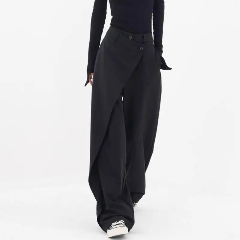 Pantalon de costume à jambes larges pour femmes, longueur au sol, taille haute, formel, Ele Busin, pantalon Long décontracté