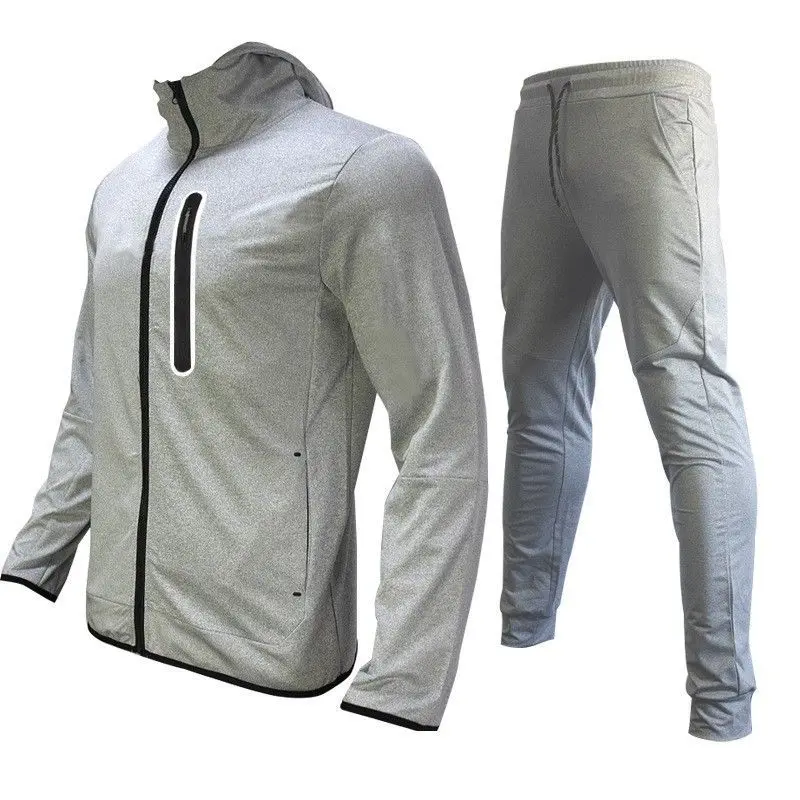 Men\'s Autumn-Winter Tracksuit Sportswear Set: Hooded Sweatshirt & Pants for Outdoor Running jogging fishing & Hiking