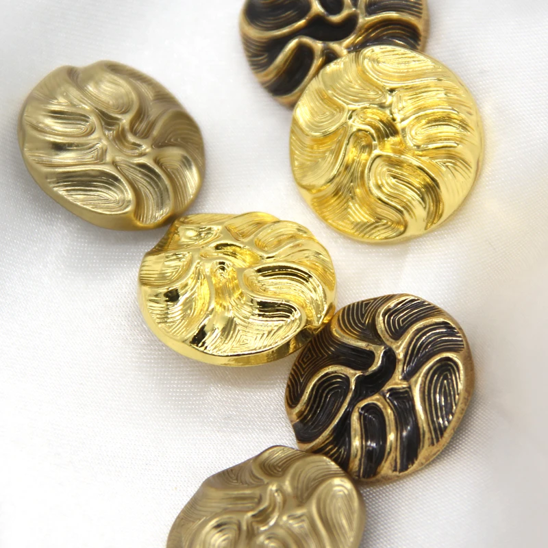 HENGC 15/20mm Simple Line Sense Gold Metal Buttons For Needlework Female Coat Blazer Suit Handmade Decoration Sewing Accessories