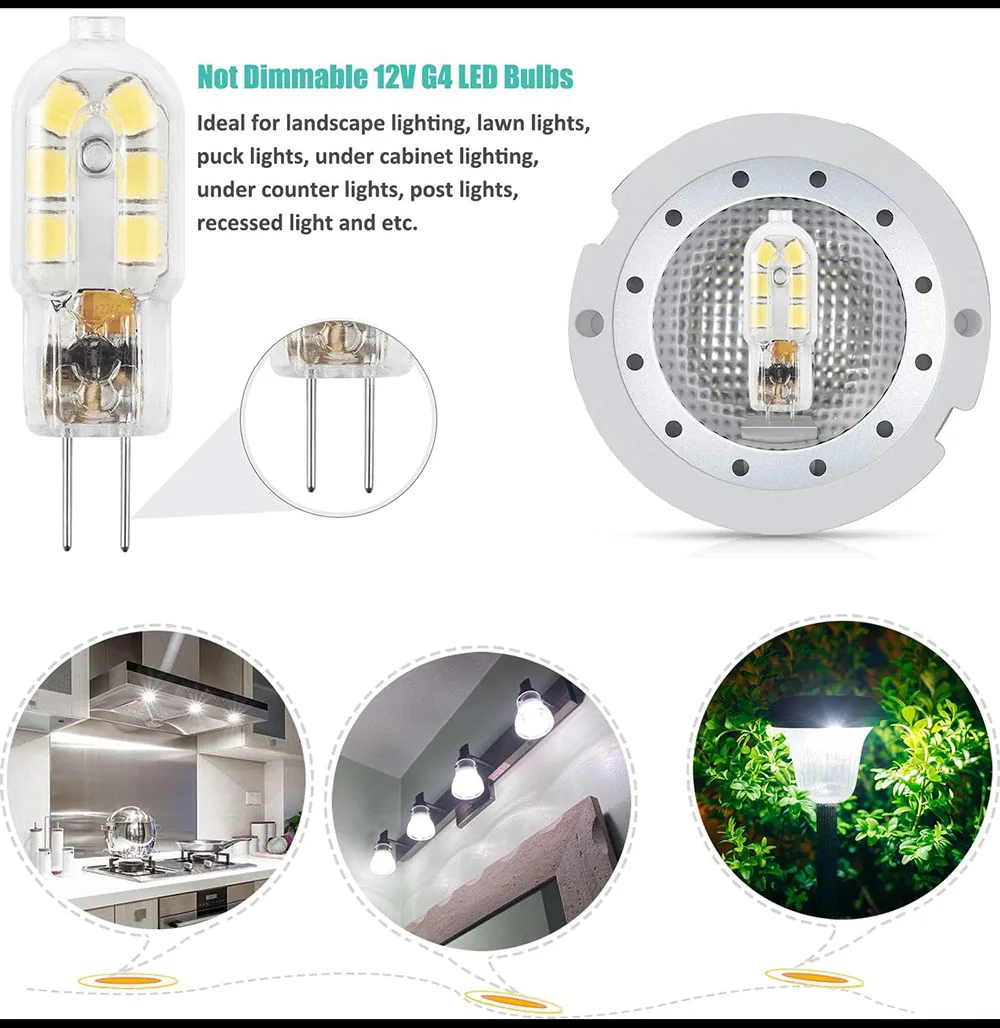 Imagem -04 - Lâmpada Led de Halogênio Lâmpada Led 360 Ângulo de Feixe Spotlight Iluminação do Candelabro Smd2835 5w 12leds 12v 24v g4