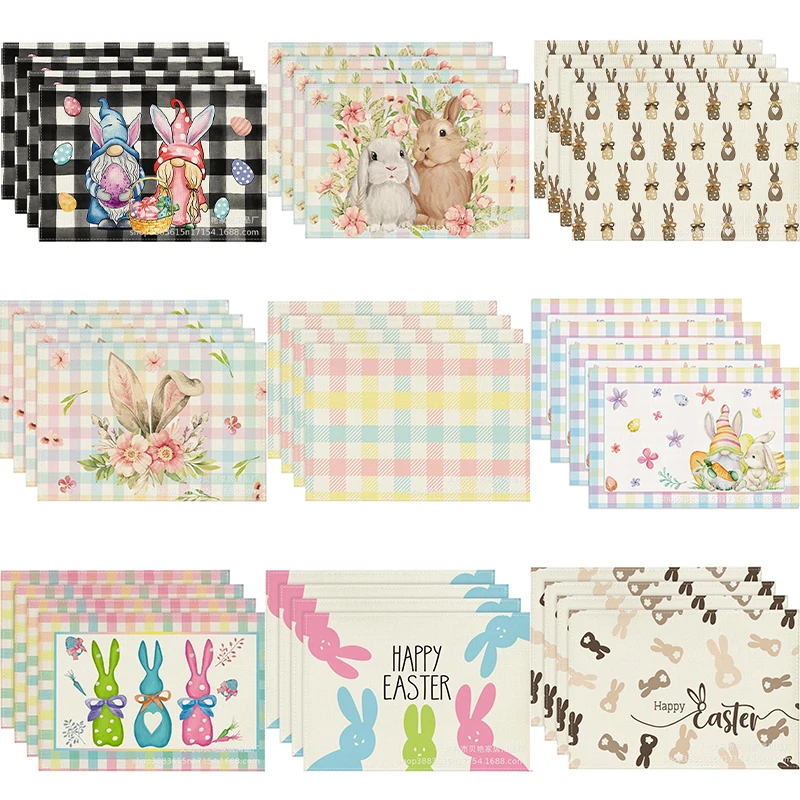 

Easter Placemat Cross-Border Holiday Dining Table Coffee Table Heat-Resistant Napkin Western Food Linen Decor Table Pad