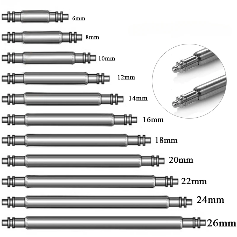 20pcs Watch Band Spring Bar 1.5mm 1.8mm Diameter Spring Bars 6/7/8/9/10/11/12/13/14/15/16/18/19/20/22/23/24/26/30mm Metal Spring