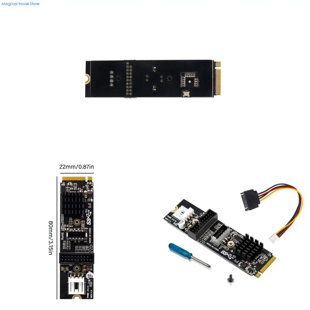 N2UB Front Panel USB Expansion Card With PCIe M.2 MKey Interfaces Delivers 5Gbps Transfer Speed And Domestic  Compatibility