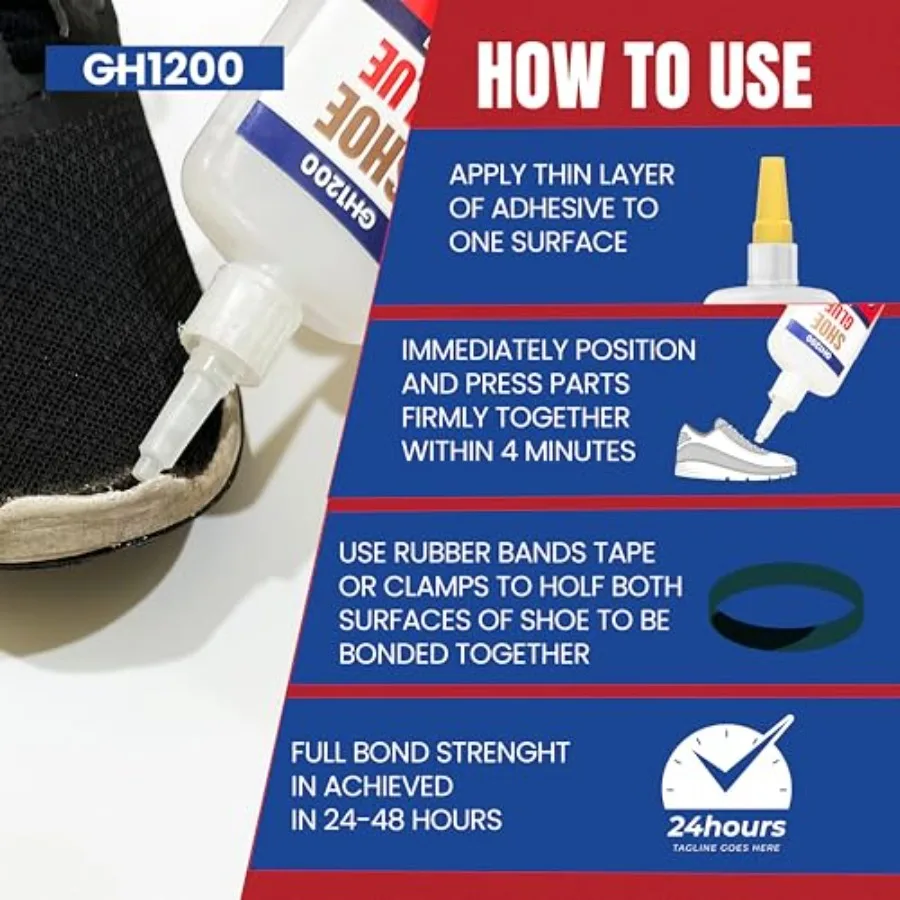 2 Pack Shoe Glue Heavy Duty, Clear Drying and Strong Shoe Glue Sole Repair, Non Stiff Repairs, Pegamento para Zapatos, Fixes Sn