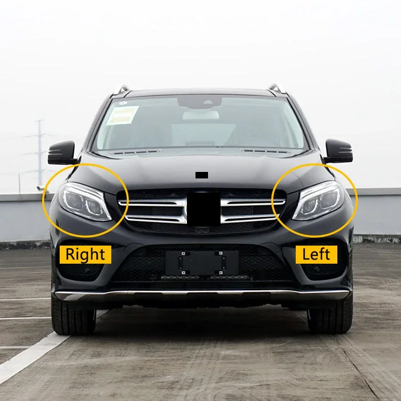 لمرسيدس بنز GLE W166 W292 2015-2019 سيارة الجبهة غطاء المصباح السيارات كشافات شفافة عاكس الضوء ضوء زجاج عدسة قذيفة #6