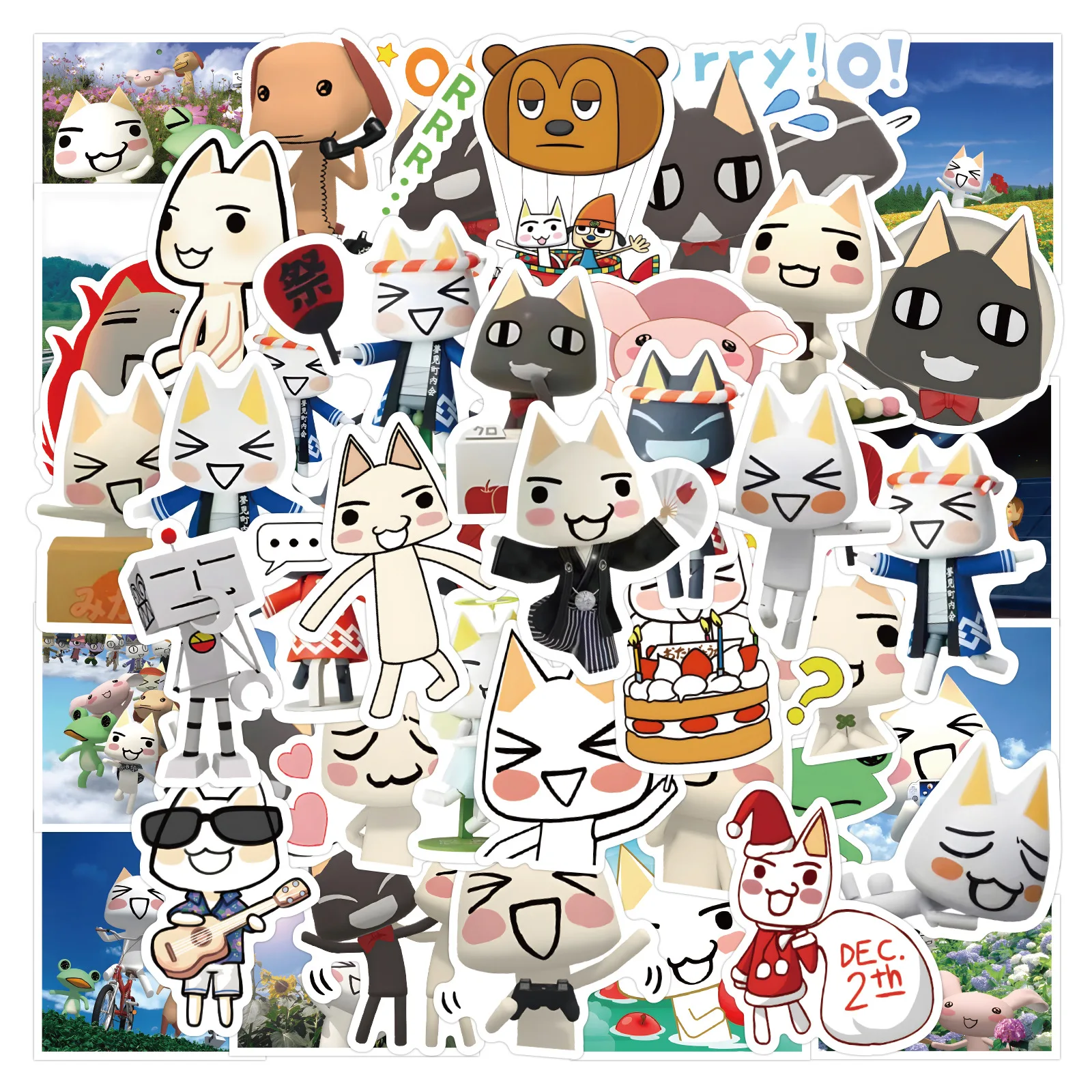 10/60PCS Kawaii Inoue toro Leuke Kitten Sticker Grappige Cartoon Kat Doodle Waterdichte Sticker Creatieve Persoonlijke Decoratie Notebook