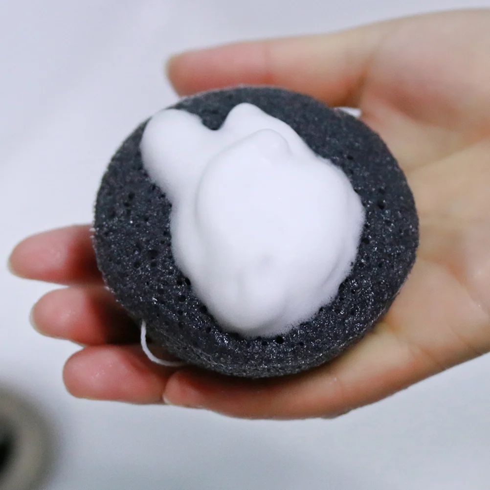 Konjac Sponge Exfoliating Facial Sponges Great for , Oily & Prone Skin （Bamboo Charcoal Black) Konjac Face Sponge Charcoal