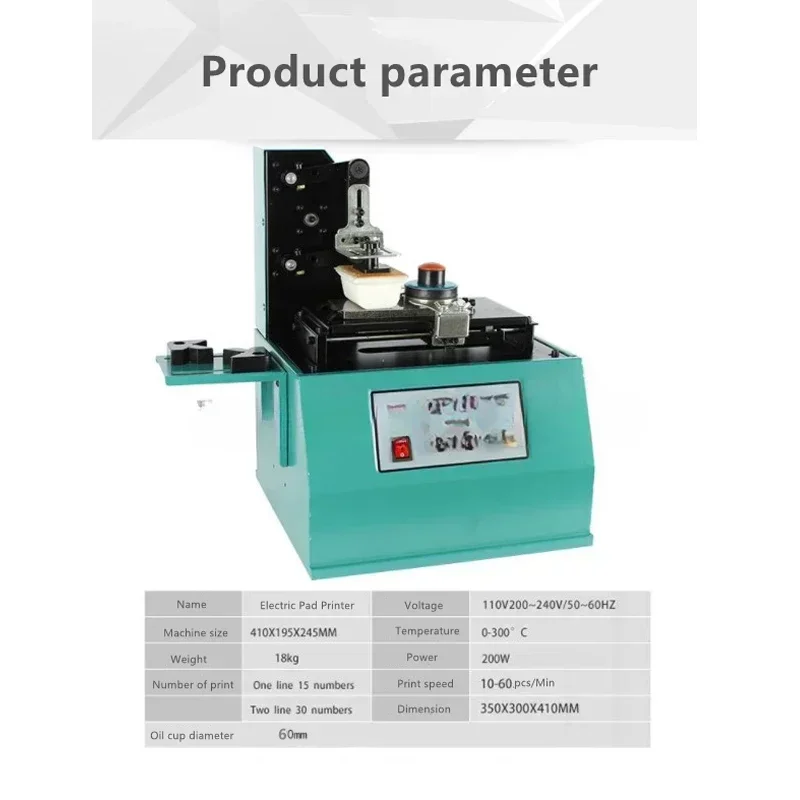 Desktop Electric Pad Printing Machine TDY-300 Large Cup Plate Printer Oil Ink Pattern Date Hot sales
