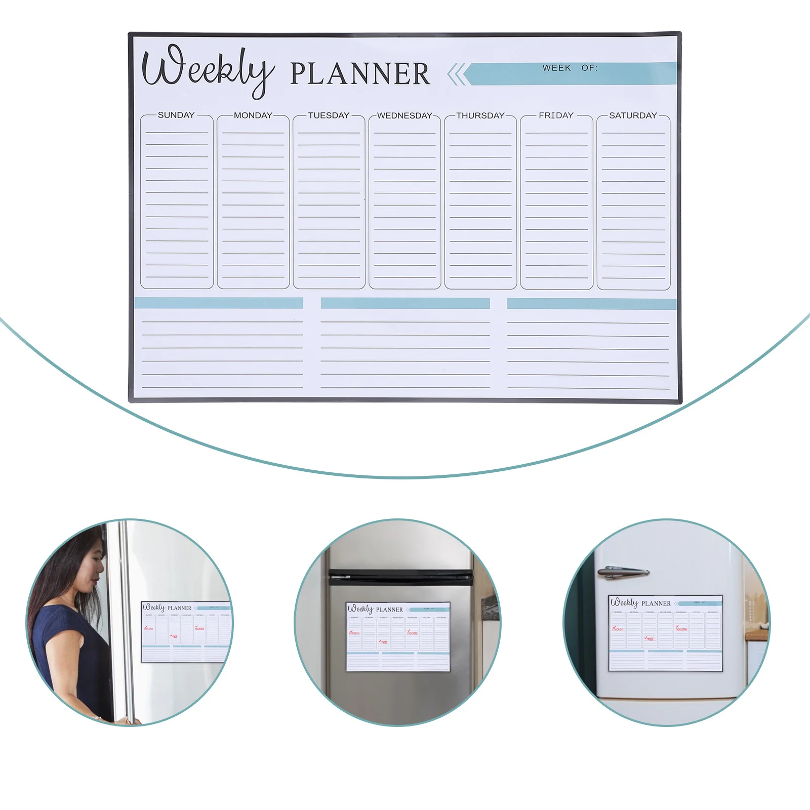 1Pcs Erasable Weekly Plan Magnetic Sticker Refrigerator Schedule Message Board Organizer Magnetic Plan Sticker