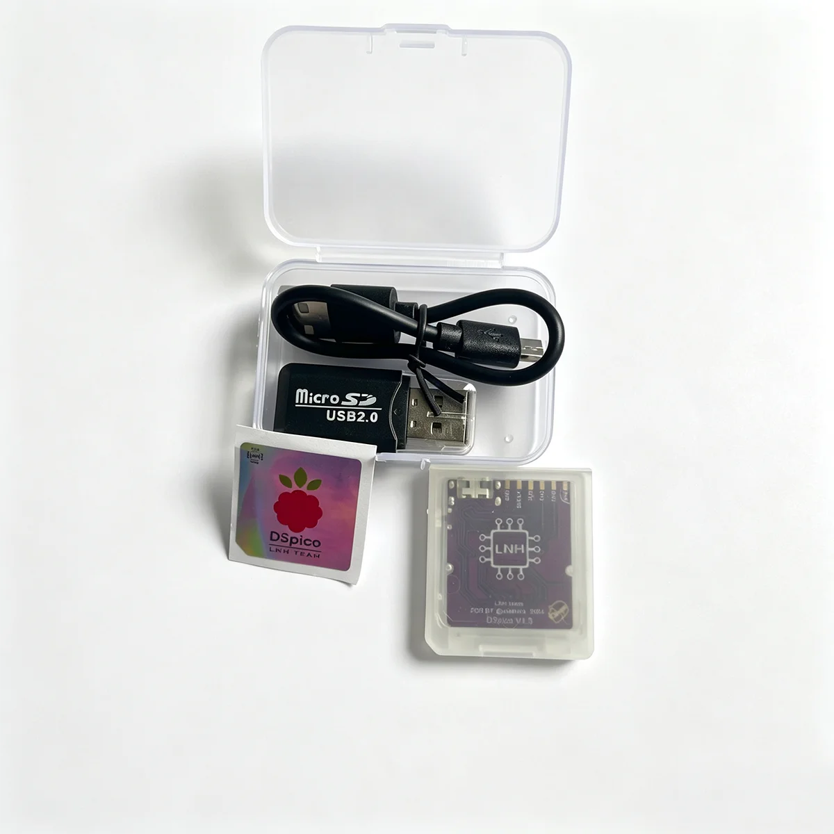 DSpico Game Reader RP2040 16 MBit Compatible Chiscart MicroUSB Transparent Frosted With NDS NDSL DSi 3DS Consoles