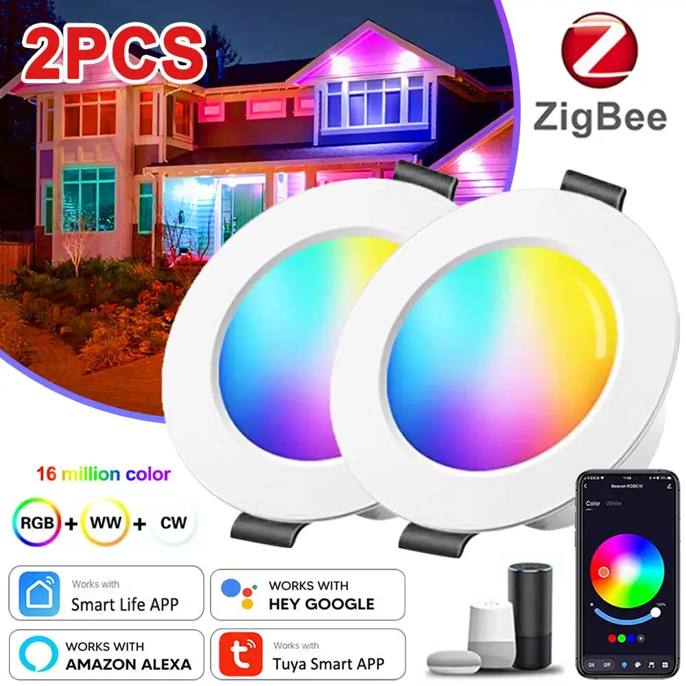 15W Tuya ZigBee RGB LED Downlight Recessed Spotlight APP Control Alexa Google Home