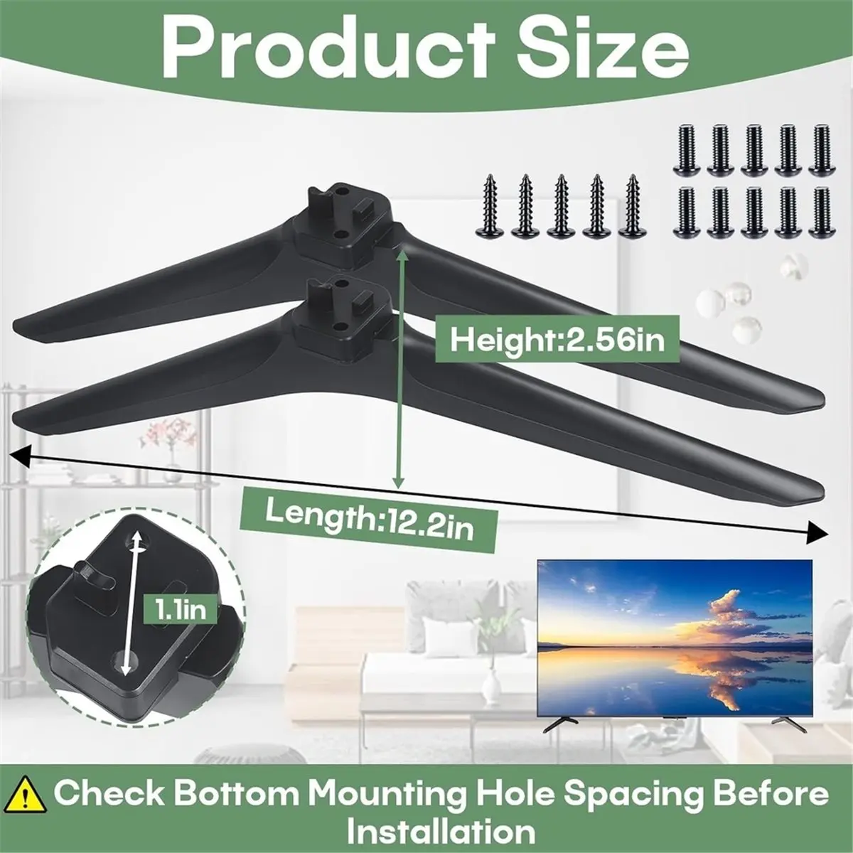 #78S TV Stand Legs Base for Hisense 50 55 58 60 65 Inch Smart TV,for hisense roku tv legs,(Black)