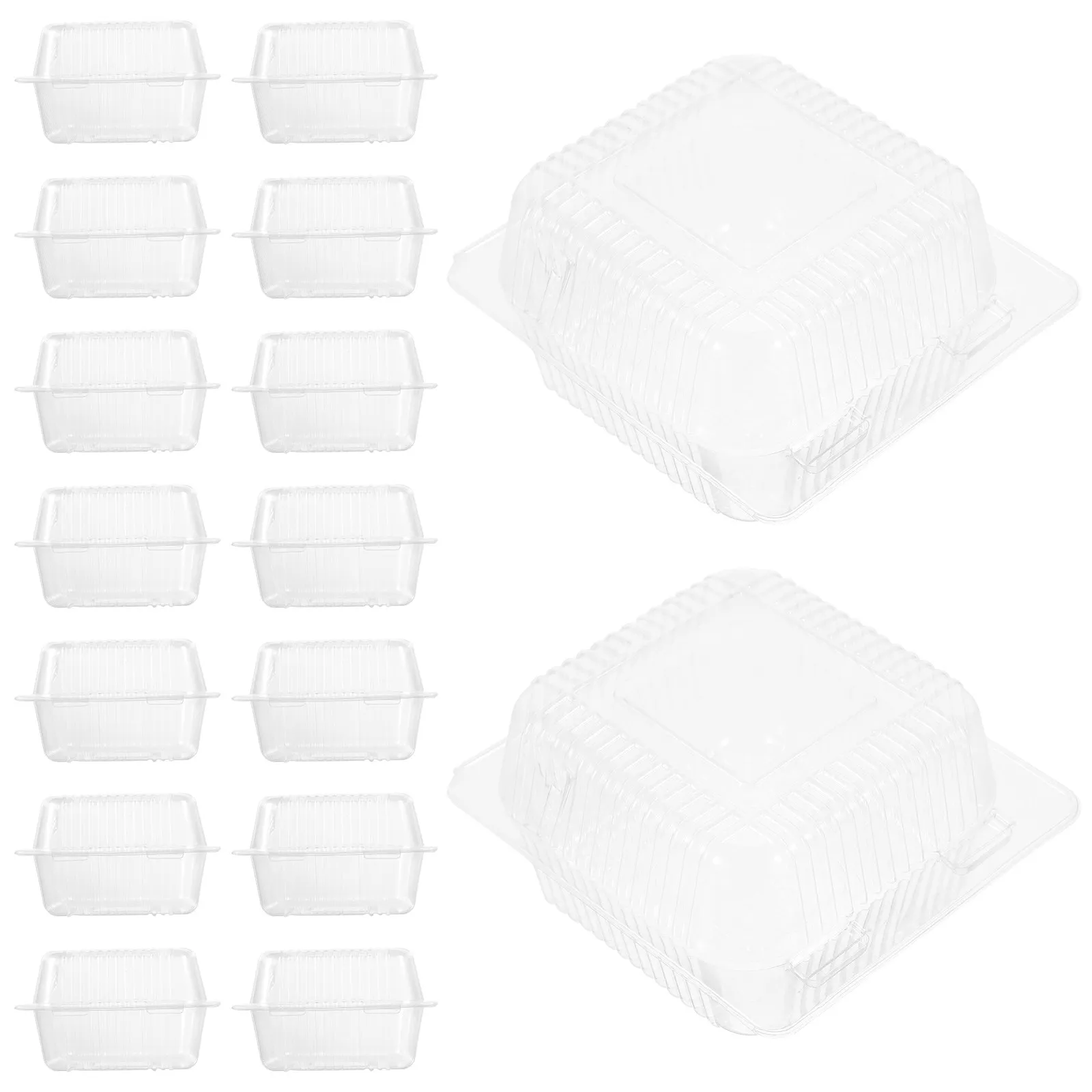 50Pcs Clear Clamshell Food Containers for Hamburgers Sandwiches Cakes Desserts Baking Packaging Box Picnic Takeout Portable