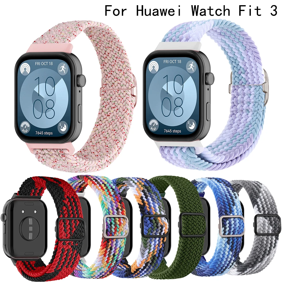 Correa de nailon trenzada para reloj Huawei Watch Fit 5 4 3, pulsera inteligente elástica trenzada para Huawei Fit5 fit4 pro