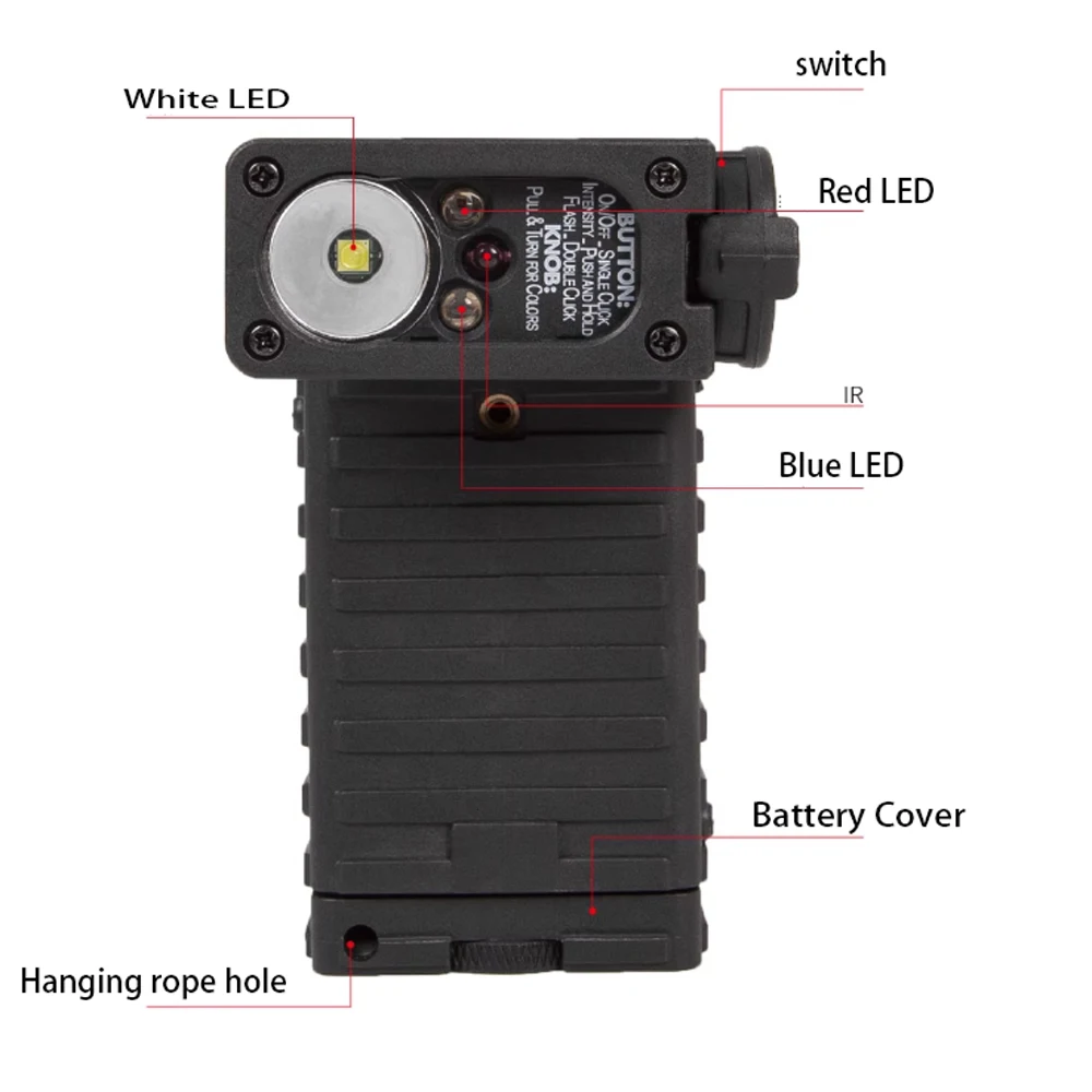 Tactical Hands-free Light, Multi gear Adjustment, with IR low light survival tri color flashing signal, waterproof