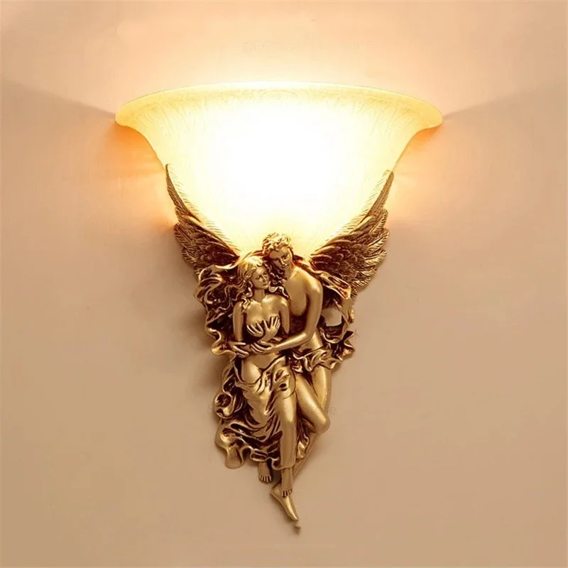 JIANKEXING Moderne Hause Wand Lampe Schlafzimmer Bett Kopf Wohnzimmer Studie Korridor Engel Geformt Harz LED Licht Kreative Retro Dekorative Beleuchtung 7