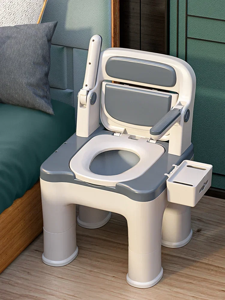 Constant Temperature Heating Elderly Movable Toilet Seat With Rotatable Armrest Disability Reinforced Commode Chair