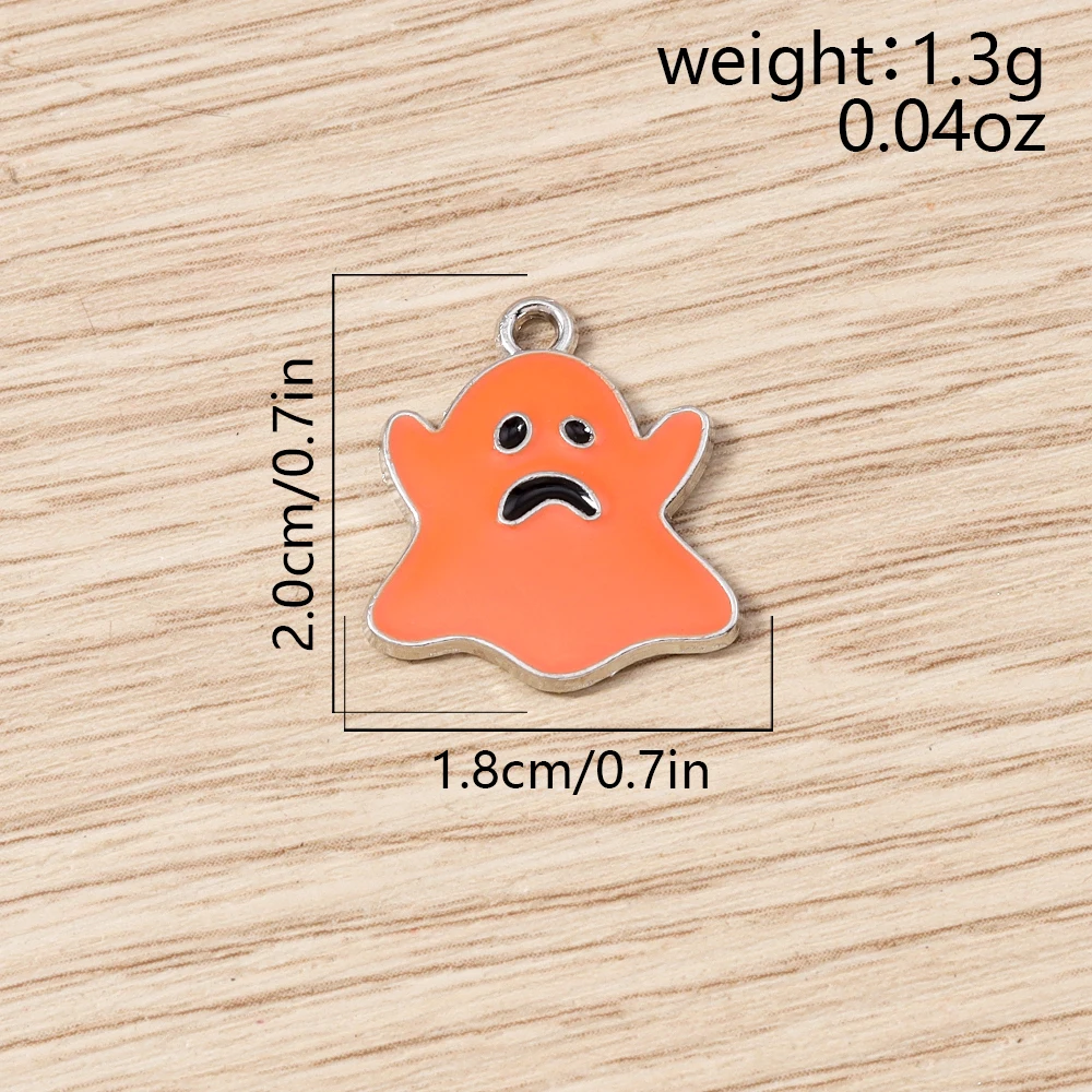 10 Stück 18 x 20 mm niedliche bunte Emaille-Halloween-Geister-Charms-Anhänger für Schmuckherstellung, Ohrringe, Halsketten, DIY-Bastelzubehör – Detail 1