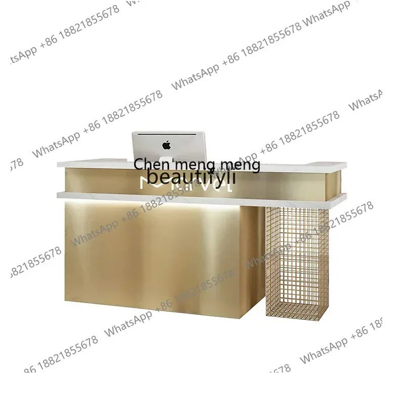 Clothing store checkout page Light luxury stainless steel bar counter Simple modern  consultation desk Beauty salon Reception