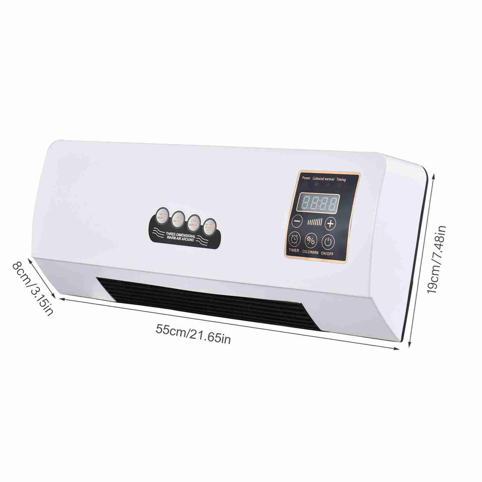 Heater Fan 2 in 1 Heating Nature Wind Timing Digital Display Wall Mounted Space Heater for Home Office Dormitory