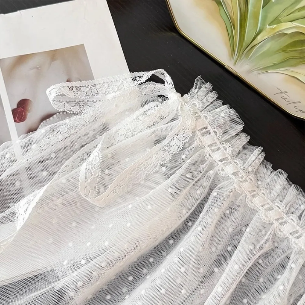 กระโปรงมินิสั้นลูกไม้สไตล์ Y2K หวานๆ กระโปรงผ้าโปร่งสั้นทรงโลลิต้า เอวสูง สไตล์เกาหลี กระโปรงชายระบายสำหรับผู้หญิง